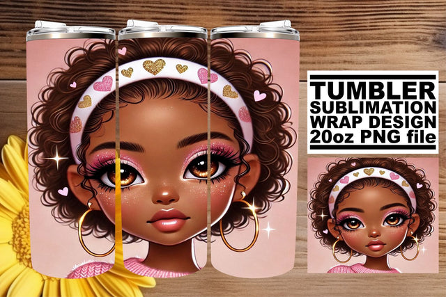 Premium quality tumbler wrap, great for all occasions! , Love Girl Sublimation afrosvg 