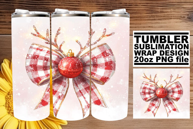 Premium quality wrap, ideal for custom tumbler designs! , Christmas Bow Sublimation afrosvg 