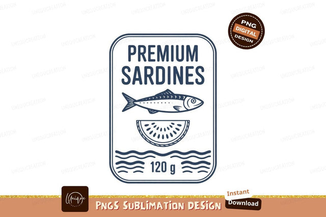 Premium sardines fish and waves food Sublimation Designangry 