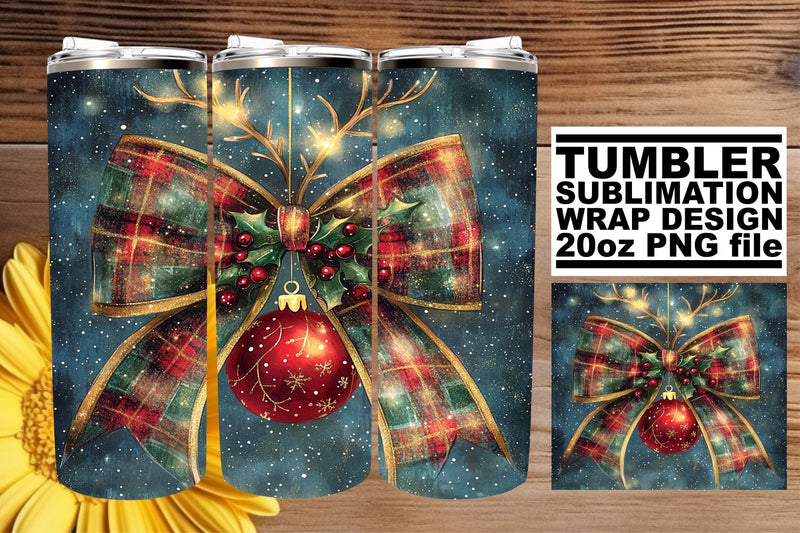 Premium tumbler wrap, designed for beautiful prints! , Christmas Bow Sublimation afrosvg 