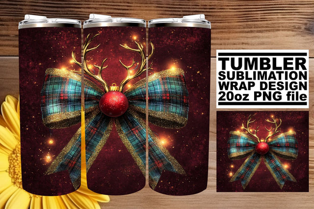 Premium tumbler wrap, designed for clarity and detail! , Christmas Bow Sublimation afrosvg 