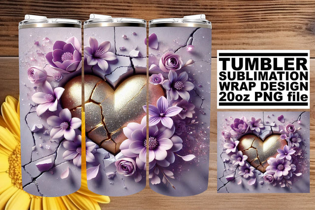 Premium tumbler wrap, enhance your crafting experience! , 3D Heart Sublimation afrosvg 