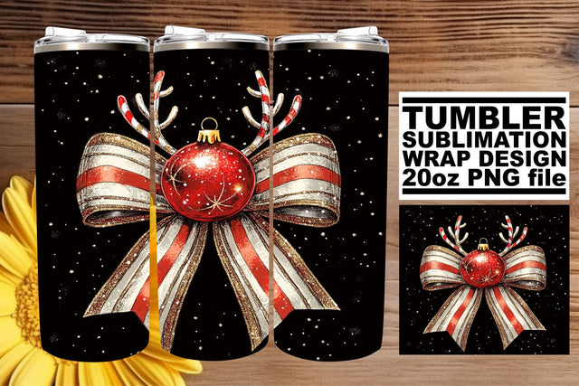 Premium tumbler wrap, ideal for stunning visuals! , Christmas Bow Sublimation afrosvg 