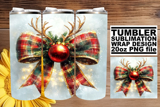 Premium tumbler wrap, perfect for all your sublimation needs! , Christmas Bow Sublimation afrosvg 