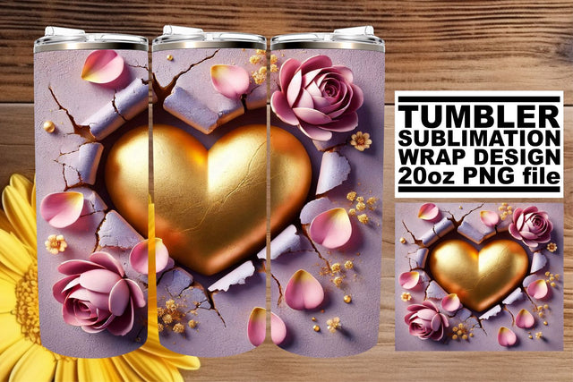 Premium tumbler wrap, perfect for creating beautiful designs! , 3D Heart Sublimation afrosvg 
