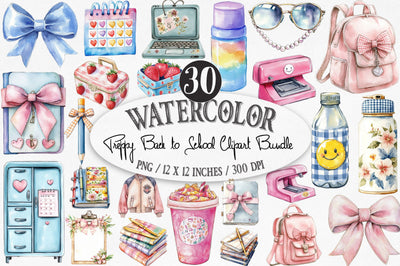 Preppy Back to School Clipart Bundle Sublimation SVGista 