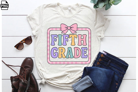 Preppy Back To School Fifth Grade PNG Printable File Sublimation Creativedesigntee 