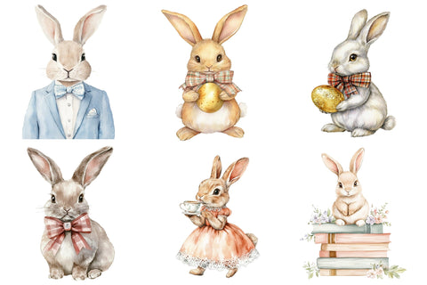 Preppy Bunny Easter Clipart Sublimation PaperPrintSVG 