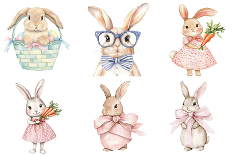 Preppy Bunny Easter Clipart Sublimation PaperPrintSVG 