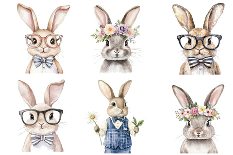 Preppy Bunny Easter Clipart Sublimation PaperPrintSVG 