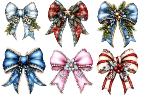 Preppy Christmas Bow Clipart Sublimation SVGArt 