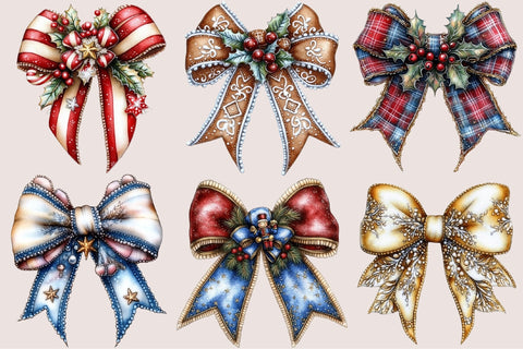 Preppy Christmas Bow Clipart Sublimation SVGArt 
