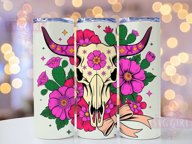 Preppy Cowgirl Western 20oz Tumbler, Cow Skull Design, Western Style Wrap, Sublimation Wrap, 20oz Tumbler Design, PNG Tumbler Wrap, Country Theme Sublimation SvggirlplusArt 
