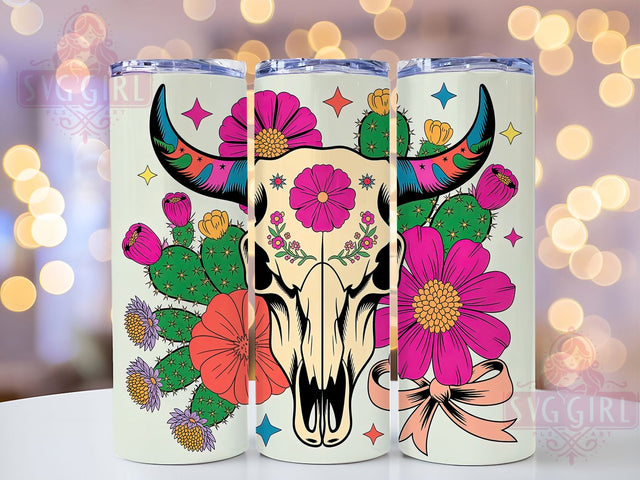 Preppy Cowgirl Western 20oz Tumbler, Cow Skull Design, Western Style Wrap, Sublimation Wrap, 20oz Tumbler Design, PNG Tumbler Wrap, Country Theme Sublimation SvggirlplusArt 