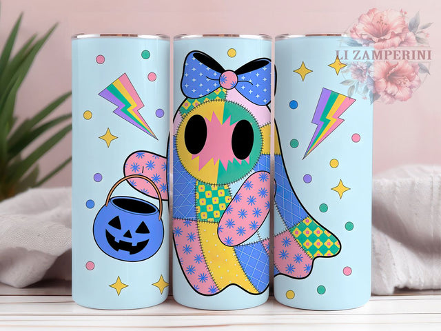 Preppy Cute Boo Ghost Halloween Tumbler, Cute Boo Ghost Wrap, Coquette Ghost Design, 20Oz Tumbler Sublimation, Girly Spooky Drinkware, Pastel Halloween Cup, Vintage Ghost Mug Sublimation Li Zamperini 