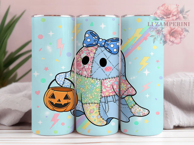 Preppy Cute Boo Ghost Halloween Tumbler, Cute Boo Ghost Wrap, Coquette Ghost Design, 20Oz Tumbler Sublimation, Girly Spooky Drinkware, Pastel Halloween Cup, Vintage Ghost Mug Sublimation Li Zamperini 