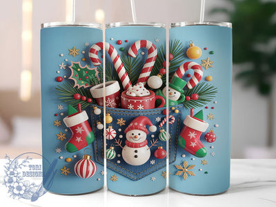 Preppy Denim Christmas Tumbler, Girly Holiday Wrap, Preppy Christmas Sublimation Design, Cute Festive Cup, 20Oz Skinny Tumbler Wrap, Stylish Holiday Mug, Trendy Christmas Design Sublimation ToriDesigns 