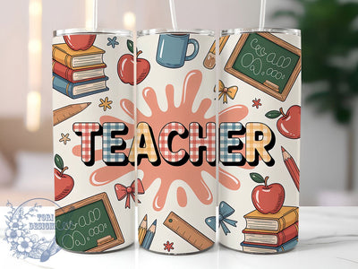 Preppy Doodle Teacher Tumbler, Doodle Art, Teacher Theme, Classroom Vibes, Fun Design, 20Oz Tumbler, Sublimation Wrap Sublimation ToriDesigns 
