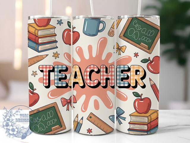 Preppy Doodle Teacher Tumbler, Doodle Art, Teacher Theme, Classroom Vibes, Fun Design, 20Oz Tumbler, Sublimation Wrap Sublimation ToriDesigns 