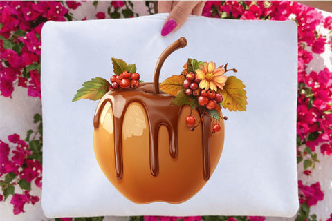 Preppy Fall Caramel Apple Autumn Clipart Bundle. Sublimation SVGArt 