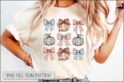 Preppy Fall Pumpkin Bow Coquette PNG Sublimation Shetara Begum 