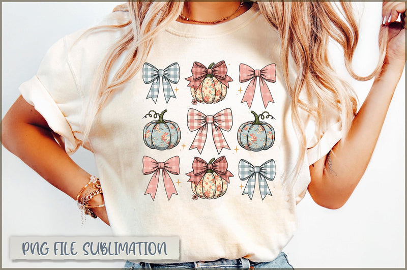 Preppy Fall Pumpkin Bow Coquette PNG Sublimation Shetara Begum 