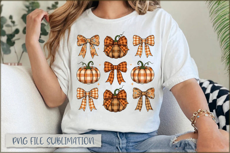 Preppy Fall Pumpkin Bow Coquette PNG Sublimation Shetara Begum 