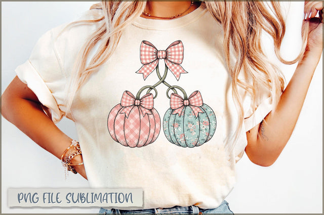 Preppy Floral Fall Cherries Pumpkin PNG Sublimation Shetara Begum 