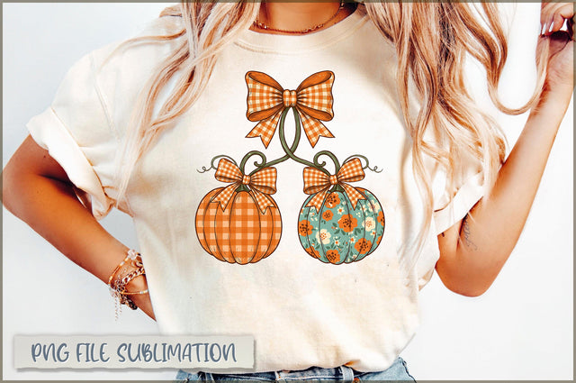 Preppy Floral Fall Cherries Pumpkin PNG Sublimation Shetara Begum 