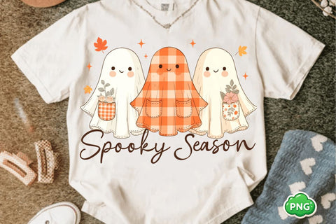 Preppy Floral Ghost Png, Floral Ghost Patchwork png, Spooky Season Png, Fall Pumpkin png, Autumn png, Halloween png, Fall Sublimation Design Sublimation BB Type Studios 