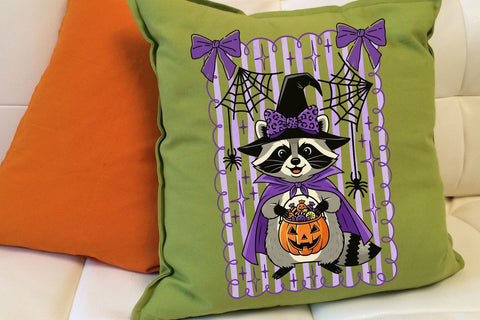 Preppy Halloween Coquette Raccoon PNG| Cute Halloween Sublimation Png. Sublimation CosmosFineArt 