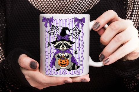 Preppy Halloween Coquette Raccoon PNG| Cute Halloween Sublimation Png. Sublimation CosmosFineArt 