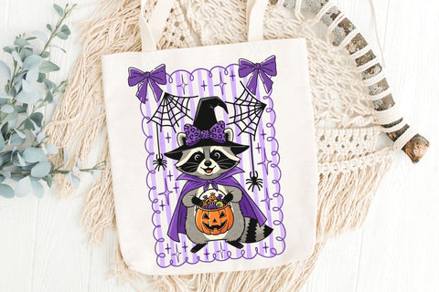 Preppy Halloween Coquette Raccoon PNG| Cute Halloween Sublimation Png. Sublimation CosmosFineArt 
