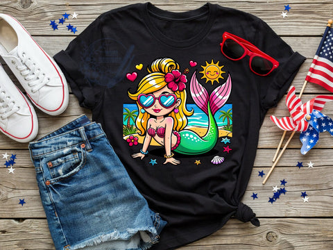 Preppy Mermaid Dreams T-Shirt PNG, Preppy Mermaid, Ocean Dreams, Coastal Style, Fantasy Vibes, Sublimation PNG, Statement Shirt, Summer Fashion Sublimation ToriDesigns 