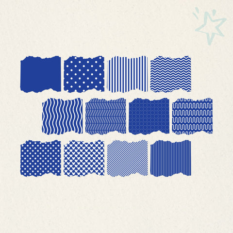 Preppy Paper Pack Digital | Blue Seamless Pattern Scrapbook Paper | 12 Printable 12x12 JPEG Files | 300 DPI Digital Pattern LKM DigiDesigns 