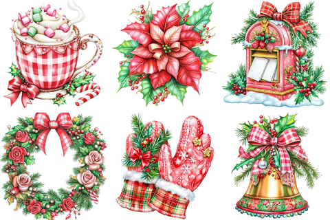 Preppy Pink Christmas Clipart Bundle Sublimation SVGArt 