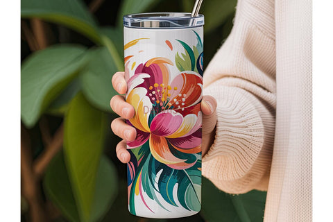 Preppy Pink Floral 20oz Tumbler Wrap Sublimation DesignSVG 