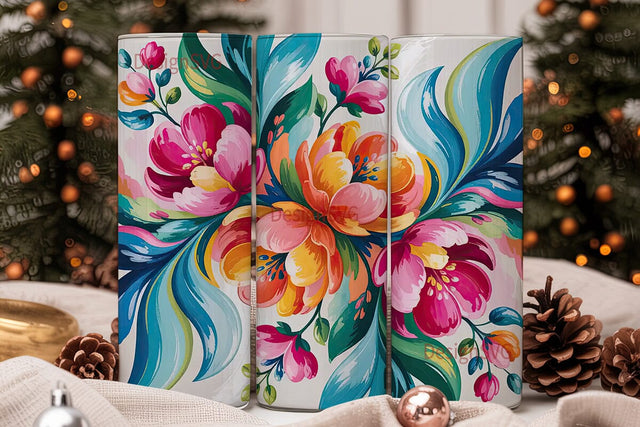 Preppy Pink Floral 20oz Tumbler Wrap Sublimation DesignSVG 