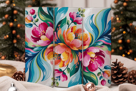 Preppy Pink Floral 20oz Tumbler Wrap Sublimation DesignSVG 
