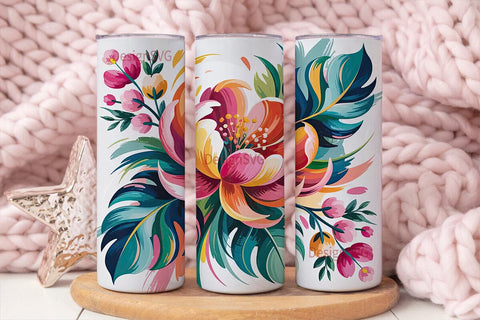 Preppy Pink Floral 20oz Tumbler Wrap Sublimation DesignSVG 