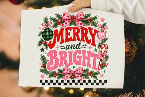 Preppy Pink Merry and Bright PNG Sublimation SVGista 