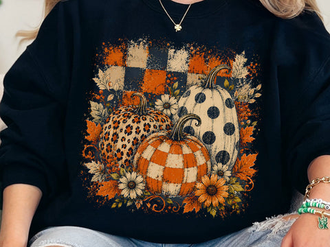 Preppy Pumpkins Trio PNG, Fall Pumpkin PNG, Leopard Pumpkin png, Checkered Pumpkin PNG, Boho Autumn Pumpkin Png SVG DesignDestine 