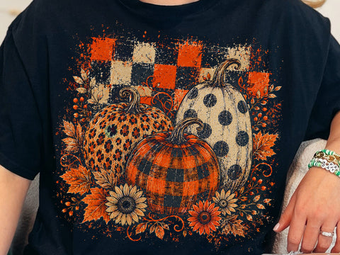 Preppy Pumpkins Trio PNG, Fall Pumpkin PNG, Leopard Pumpkin png, Checkered Pumpkin PNG, Boho Autumn Pumpkin Png SVG DesignDestine 