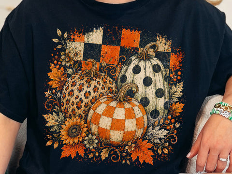 Preppy Pumpkins Trio PNG, Fall Pumpkin PNG, Leopard Pumpkin png, Checkered Pumpkin PNG, Boho Autumn Pumpkin Png SVG DesignDestine 