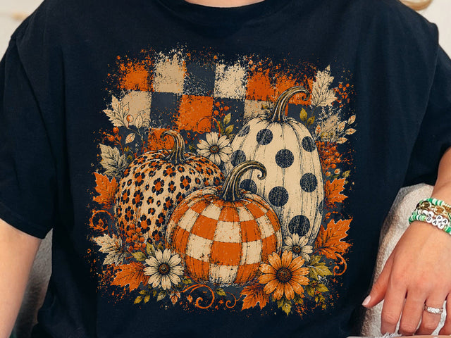 Preppy Pumpkins Trio PNG, Fall Pumpkin PNG, Leopard Pumpkin png, Checkered Pumpkin PNG, Boho Autumn Pumpkin Png SVG DesignDestine 