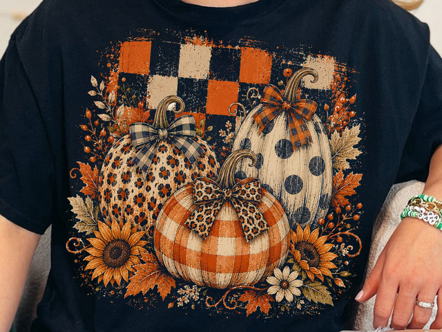 Preppy Pumpkins Trio PNG, Fall Pumpkin PNG, Leopard Pumpkin png, Checkered Pumpkin PNG, Boho Autumn Pumpkin Png SVG DesignDestine 