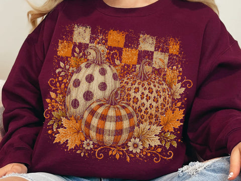 Preppy Pumpkins Trio PNG, Fall Pumpkin PNG, Leopard Pumpkin png, Checkered Pumpkin PNG, Boho Autumn Pumpkin Png SVG DesignDestine 