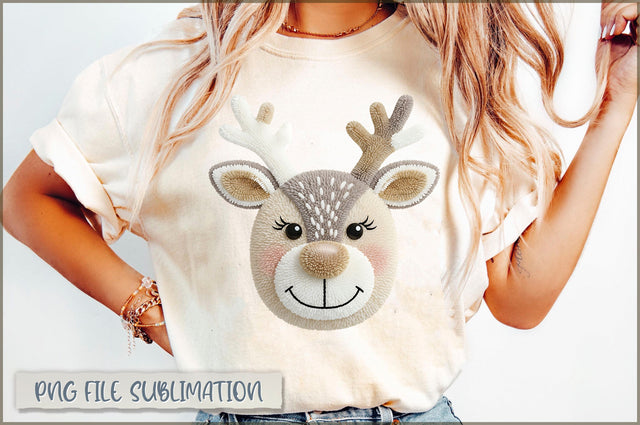 Preppy Red Nose Reindeer PNG, Yarn Xmas PNG Sublimation Shetara Begum 