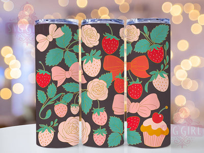 Preppy Strawberry Cute 20oz Tumbler, Strawberry Design, Sublimation Gift, Preppy Style Mug, 20oz Tumbler Design, Fruit Graphic, Cute Aesthetic Theme Sublimation SvggirlplusArt 