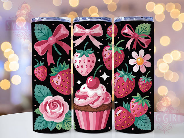 Preppy Strawberry Cute 20oz Tumbler, Strawberry Design, Sublimation Gift, Preppy Style Mug, 20oz Tumbler Design, Fruit Graphic, Cute Aesthetic Theme Sublimation SvggirlplusArt 